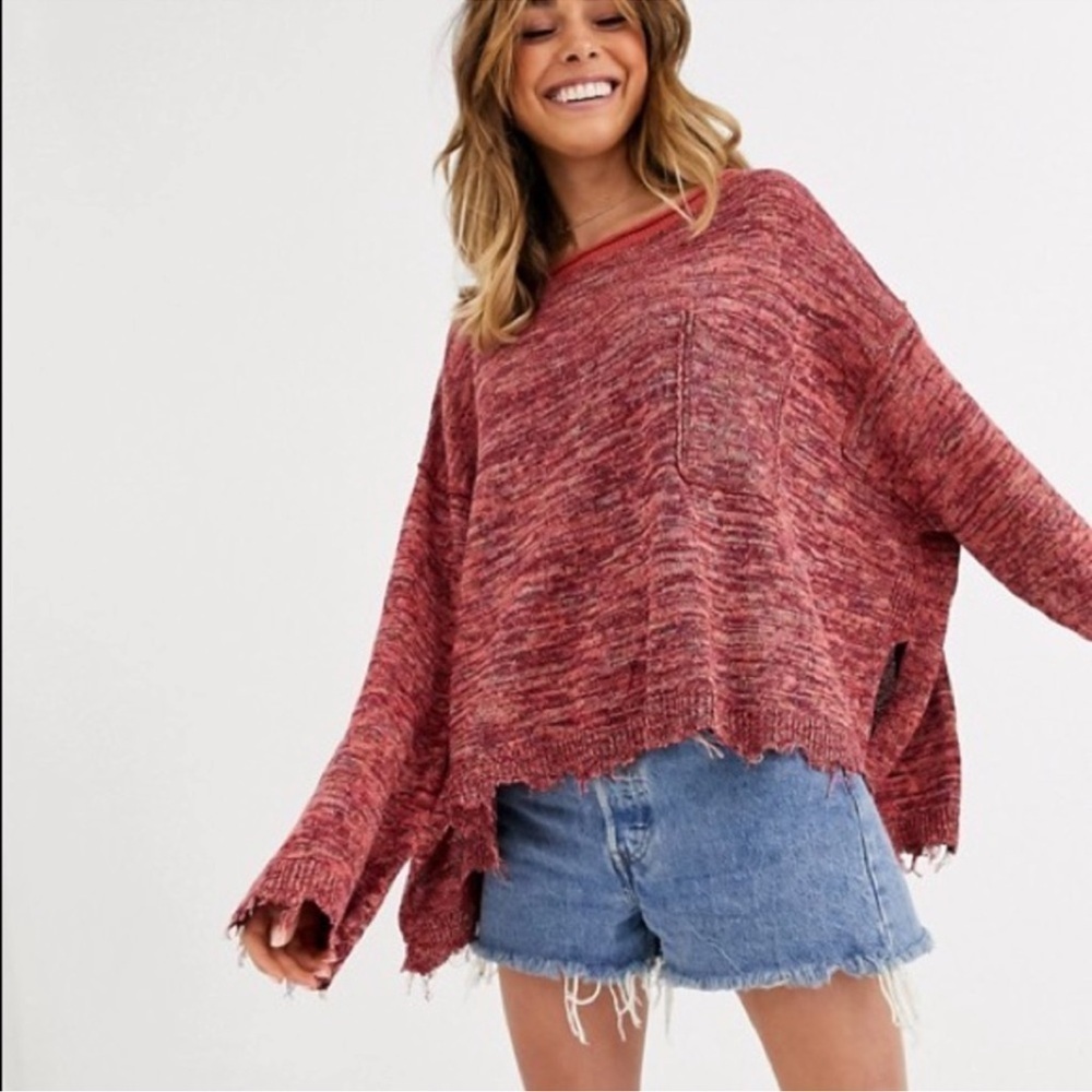 Free People Prism Space Dye Sweater Knit Pullover Linen Blend XS Boho Bohemian